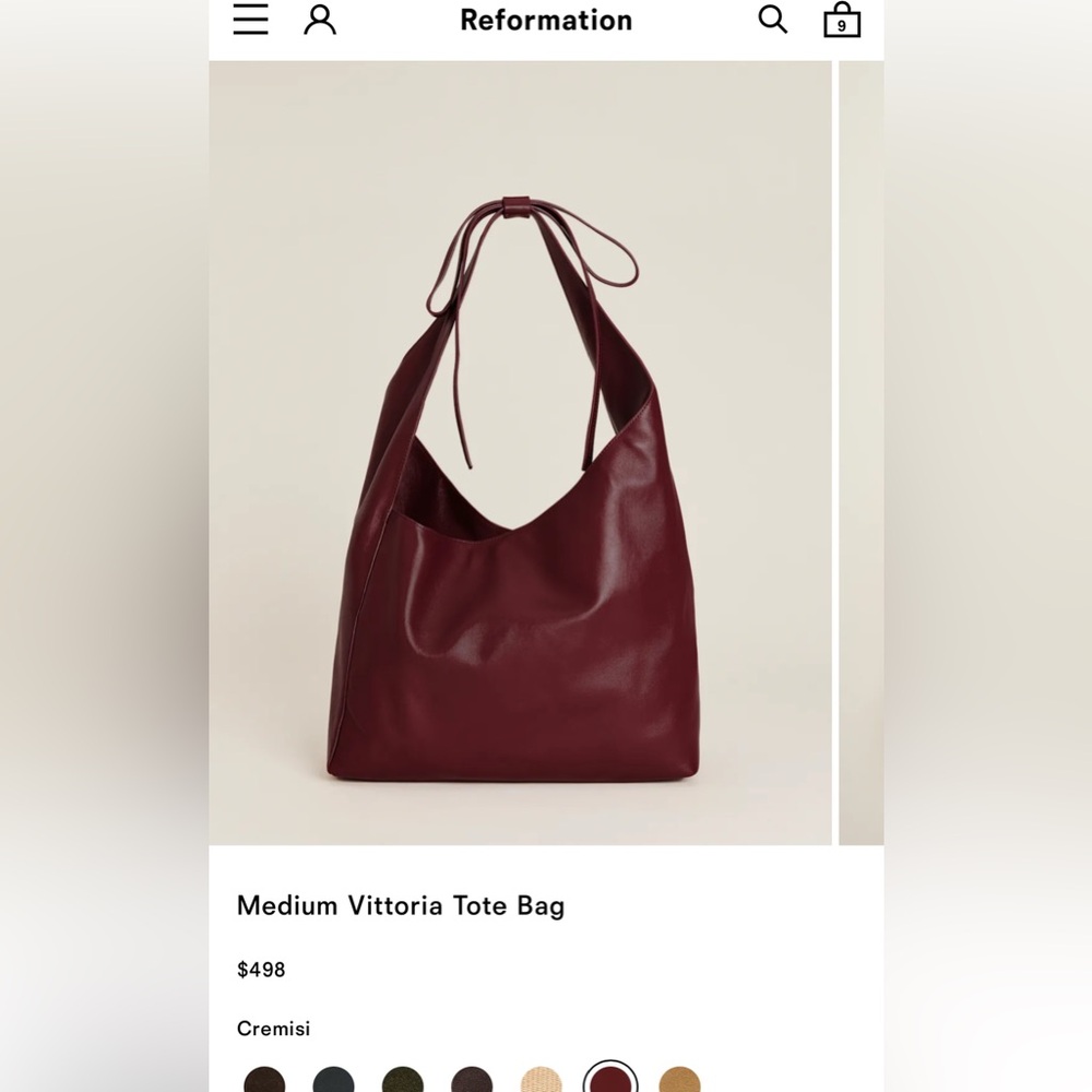Reformation Vittoria Tote in Deep Red